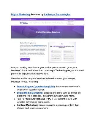 Digital Marketing Services by Labhanya Technologies