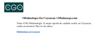 Oftalmologos En Coyoacan  Oftalmocgo.com1