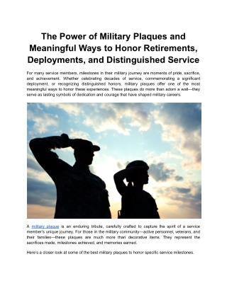 The Power of Military Plaques and Meaningful Ways to Honor Retirements, Deployments, and Distinguished Service