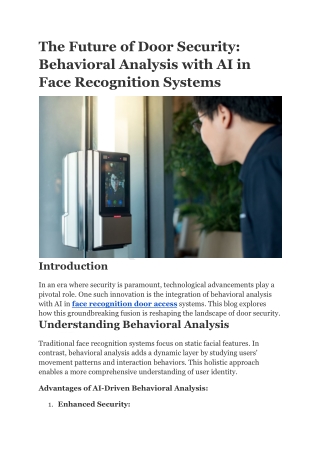 AI-Powered Face Recognition: The Future of Door Security