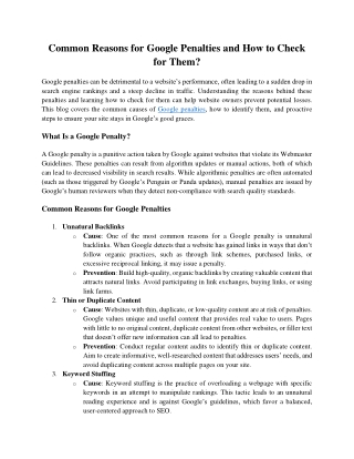 Common Reasons for Google Penalties and How to Check for Them