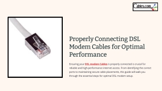 Properly Connecting DSL Modem Cables for Optimal Performance