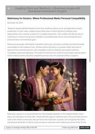 Matrimony for Doctors: Where Professional Meets Personal Compatibility