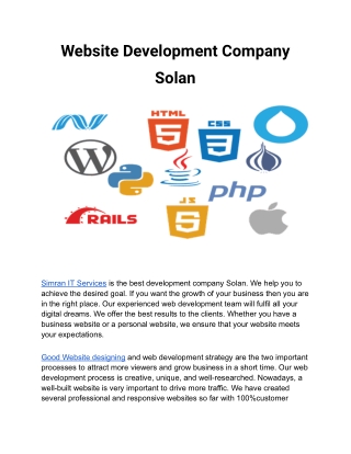 Web Development Company in Solan