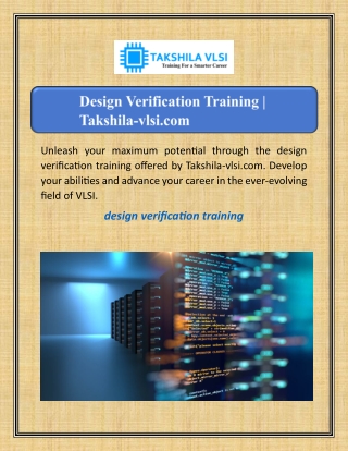 Design Verification Training | Takshila-vlsi.com
