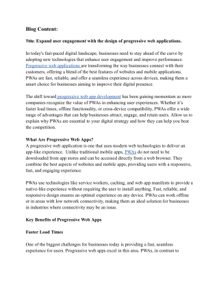 Expand user engagement with the design of progressive web applications.