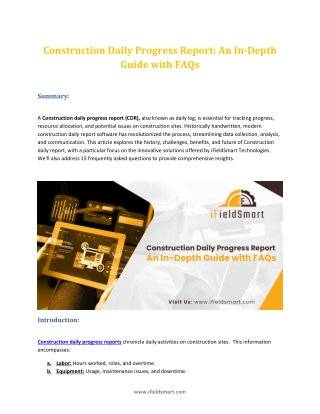 Construction Daily Progress Report An In-Depth Guide with FAQs