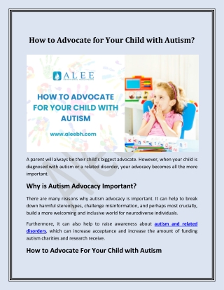 How to Advocate for Your Child with Autism?