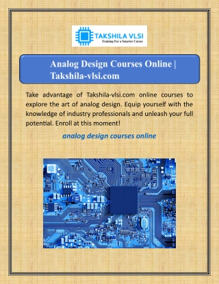 Analog Design Courses Online | Takshila-vlsi.com
