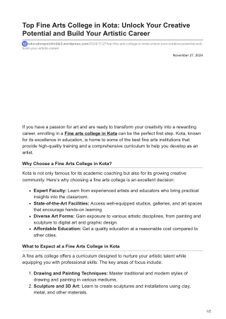 educationpointindia3.wordpress.com-Top Fine Arts College in Kota Unlock Your Creative Potential and Build Your ArtisticC
