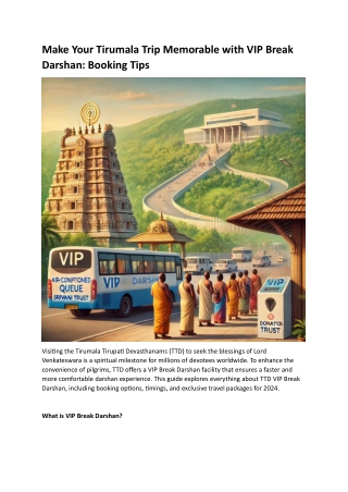 Make Your Tirumala Trip Memorable with VIP Break Darshan Booking Tips
