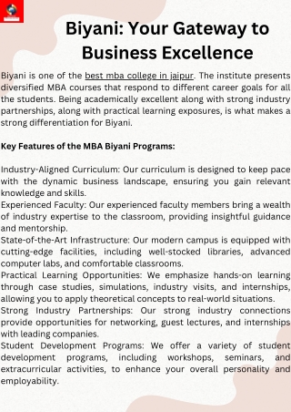 Biyani: Your Gateway to Business Excellence