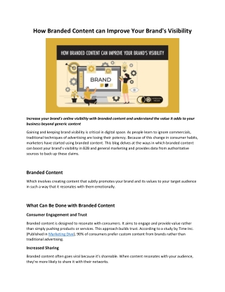 How Branded Content can improve your brand's visibility.
