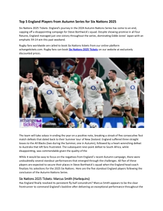 Top 5 England Players from Autumn Series for Six Nations 2025
