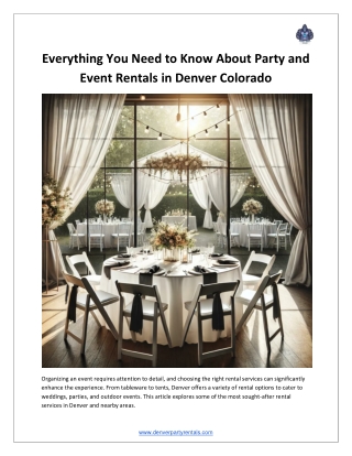 Everything You Need to Know About Party and Event Rentals in Denver Colorado