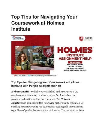 Top Tips for Navigating Your Coursework at Holmes Institute