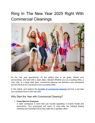 Ring In The New Year 2025 Right With Commercial Cleanings