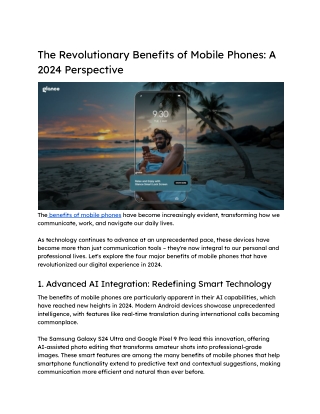 Glance US November - Benefits of Mobile Phones