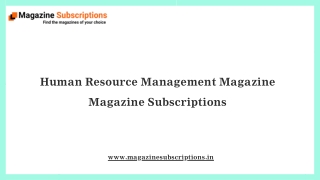 Human Resource Management Magazine - Magazine Subscriptions