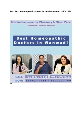 Best Best Homeopathic Doctor in Salisbury Park -  8600777555