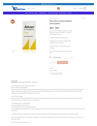 Buy ativan online without prescription - allmedistore.com