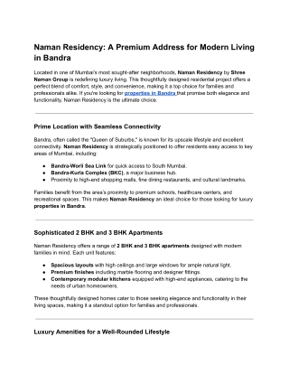Naman Residency_ A Premium Address for Modern Living in Bandra