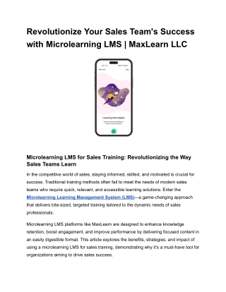 Revolutionize Your Sales Team's Success with Microlearning LMS _ MaxLearn LLC