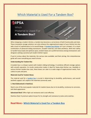 Which Material is Used For a Tandem Box