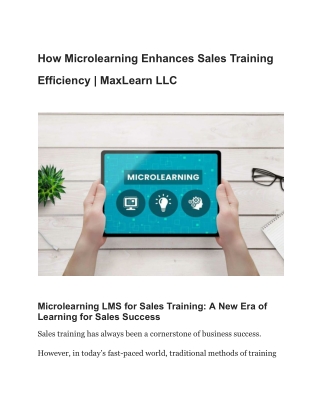 How Microlearning Enhances Sales Training Efficiency _ MaxLearn LLC