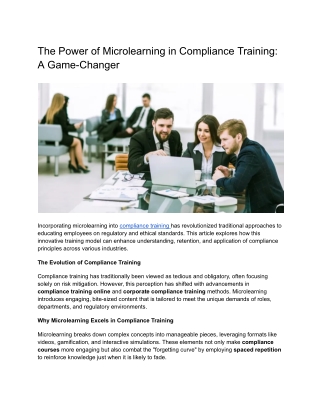 How is Microlearning a Game-Changer for Compliance & Ethics Training in US Organ