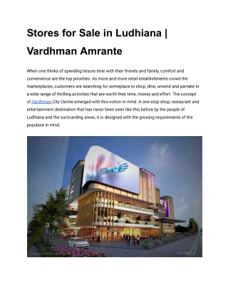 Stores for Sale in Ludhiana _ Vardhman Amrante