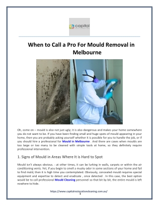 When to Call a Pro For Mould Removal in Melbourne