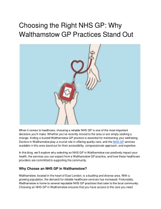 Choosing the Right NHS GP_ Why Walthamstow GP Practices Stand Out