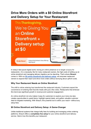 Drive More Orders with a $0 Online Storefront and Delivery Setup for Your Restaurant