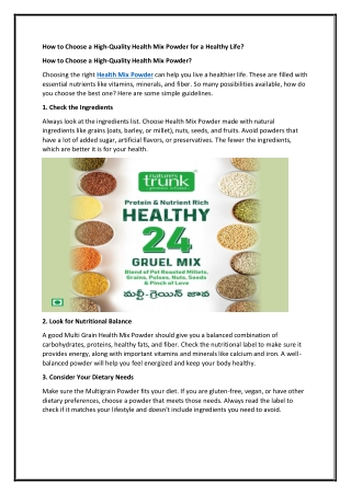 How to Choose a High-Quality Health Mix Powder for a Healthy Life?
