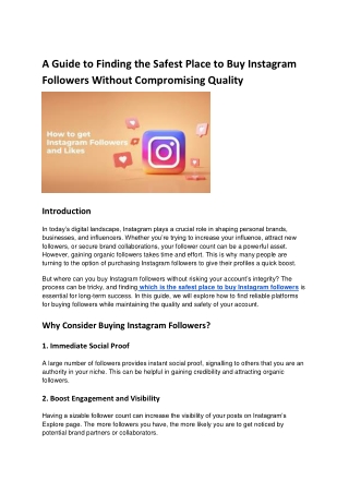 A Guide to Finding the Safest Place to Buy Instagram Followers Without Compromising Quality