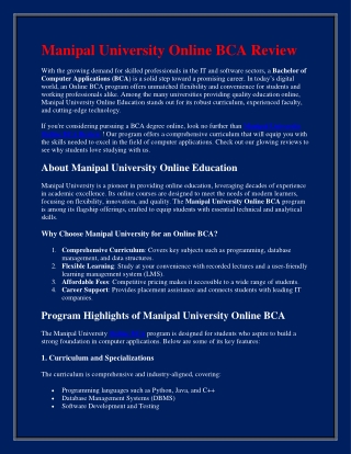 Manipal University Online BCA Review