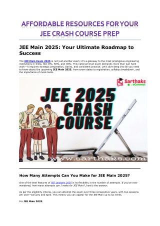 Affordable Resources for Your JEE Crash Course Prep