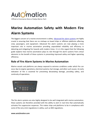 Marine Automation Safety with Modern Fire Alarm Systems