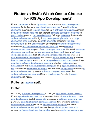 Flutter vs Swift Which One to Choose for iOS App Development