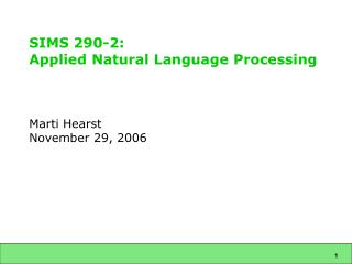 SIMS 290-2: Applied Natural Language Processing