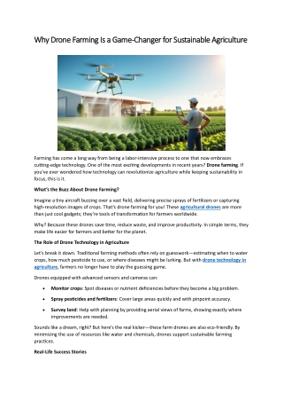 Why Drone Farming Is a Game-Changer for Sustainable Agriculture