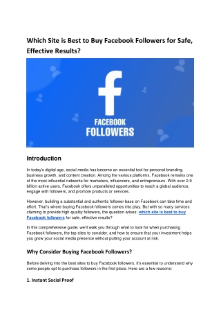 Which Site is Best to Buy Facebook Followers for Safe, Effective Results