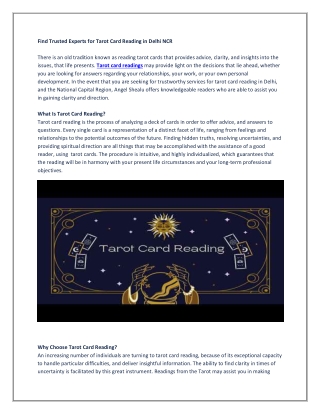 Find Trusted Experts for Tarot Card Reading in Delhi NCR