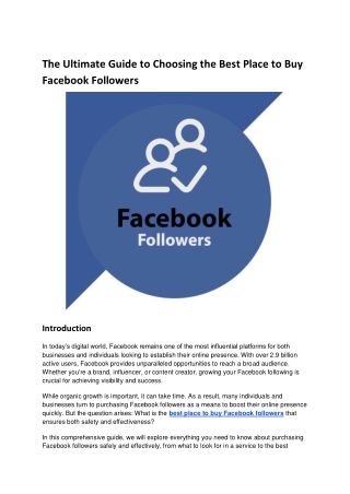The Ultimate Guide to Choosing the Best Place to Buy Facebook Followers