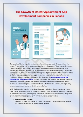 The Growth of Doctor Appointment App Development Companies in Canada