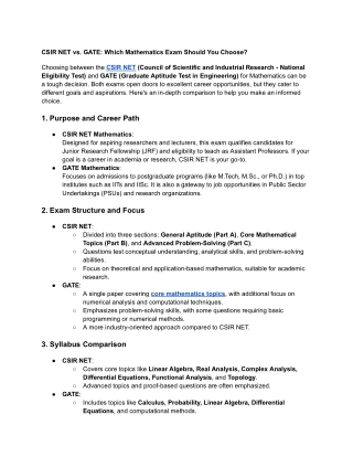 Important Concepts & Problems for CSIR NET