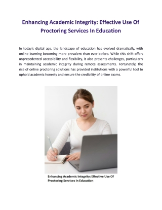 Enhancing Academic Integrity: Effective Use Of Proctoring Services In Education