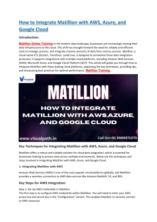 Matillion Online Training | Matillion Etl Training