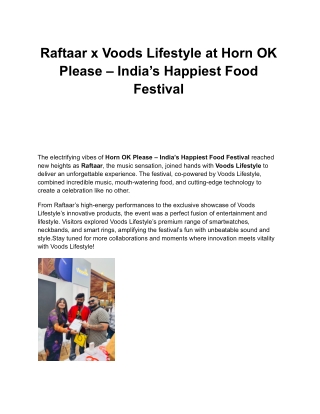 Raftaar x Voods Lifestyle at Horn OK Please – India’s Happiest Food Festival
